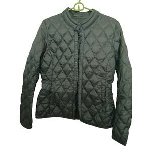 HACKMAN Jacket Womens Sz 4 Puffer Lined Down Insulated Packable Snap Front Green